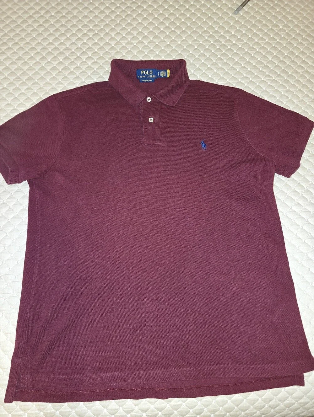 Lg- (3) Ralph Lauren Mens Polo Trio in Navy Stripe, Forest Green & Burgundy.